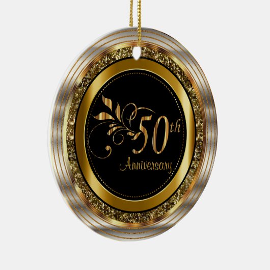 Classy 50th Golden Jubileum Keramisch Ornament (Rechts)