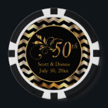 Classy 50th Golden Wedding Jubileum Pokerchips<br><div class="desc">Poker Chips. 50th Golden Wedding Jubileum Design klaar voor u om te personaliseren. ✔ OPMERKING: WIJZIG ALLEEN DE BENODIGDE SJABLOON GEBIEDEN! 😀 Indien nodig, kunt u de tekst verwijderen en beginnen met het opnieuw toevoegen van elke gewenste tekst en lettertype. 📌Als u meer aanpassingen nodig hebt, klikt u op de...</div>