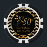 Classy 50th Golden Wedding Jubileum Pokerchips<br><div class="desc">Poker Chips. 50th Golden Wedding Jubileum Design klaar voor u om te personaliseren. ✔ OPMERKING: WIJZIG ALLEEN DE BENODIGDE SJABLOON GEBIEDEN! 😀 Indien nodig, kunt u de tekst verwijderen en beginnen met het opnieuw toevoegen van elke gewenste tekst en lettertype. 📌Als u meer aanpassingen nodig hebt, klikt u op de...</div>