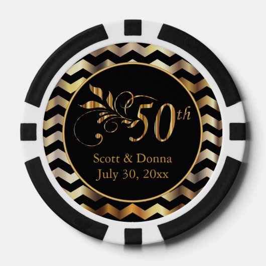 Classy 50th Golden Wedding Jubileum Pokerchips (Voorkant)