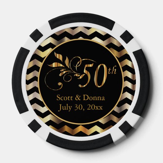 Classy 50th Golden Wedding Jubileum Pokerchips (Achterkant)