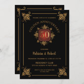 Classy 50th Wedding Jubileum Black and Gold Kaart (Voorkant / Achterkant)