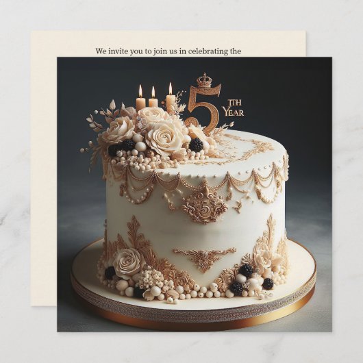 CLASSY 5E BRUILOFT JUBILEUM EDITABLE Invitation Kaart (Voorkant / Achterkant)