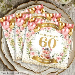 Classy 60e verjaardag servetten Boho Floral accent