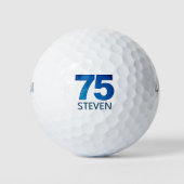 Classy 75th Birthday - 75 jaar Blue Name Gift Golfballen (Voorkant)