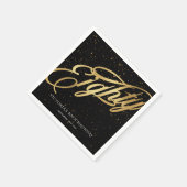 Classy 80th Gold Black Confetti Calligrafie Servet (Hoek)
