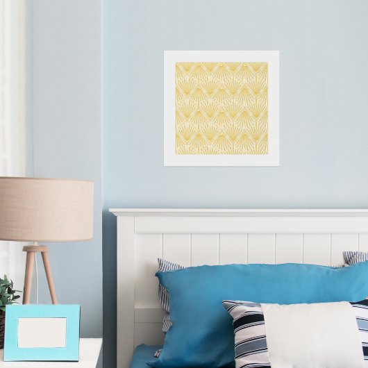 Classy Abstract Art Deco Square Fan Pattern Gold Folie Afdrukken (Insitu (Slaapkamer))