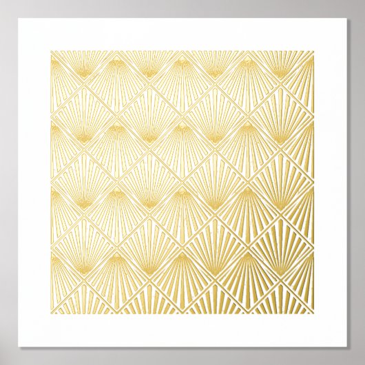 Classy Abstract Art Deco Square Fan Pattern Gold Folie Afdrukken (Voorkant)