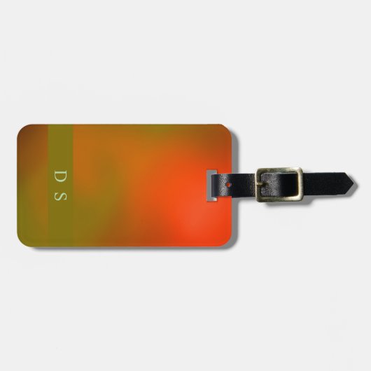 Classy Abstract Groen Sinaasappel Monogram Bagagel Bagagelabel (Voorkant horizontaal)