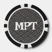 Classy Abstract Patroon van zwart wit damast Poker Chips (Voorkant)