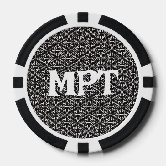 Classy Abstract Patroon van zwart wit damast Poker Chips (Voorkant)