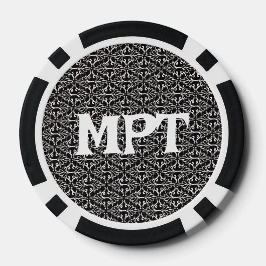 Classy Abstract Patroon van zwart wit damast Poker Chips (Achterkant)