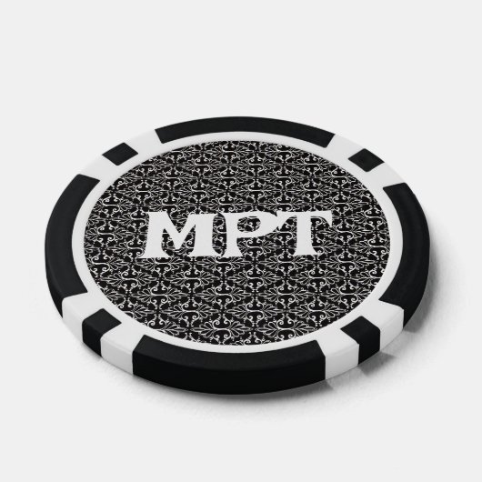 Classy Abstract Patroon van zwart wit damast Poker Chips (Enkel)
