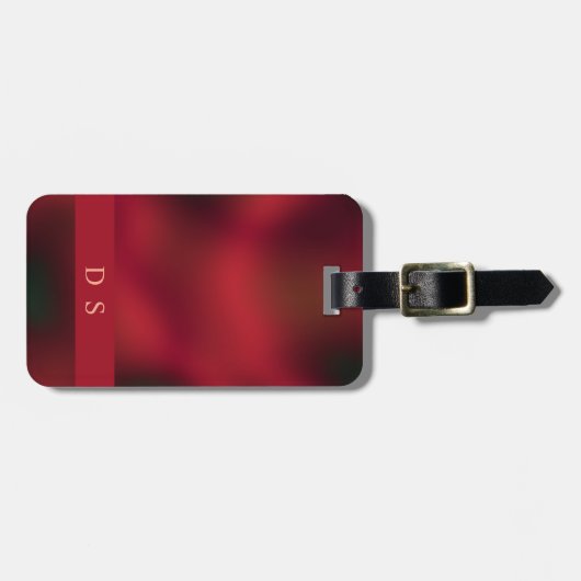 Classy Abstract Rood en Zwart Monogram Bagagelabel (Voorkant horizontaal)