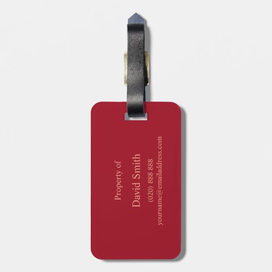 Classy Abstract Rood en Zwart Monogram Bagagelabel (Achterkant verticaal)