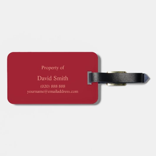 Classy Abstract Rood en Zwart Monogram Bagagelabel (Achterkant horizontaal)