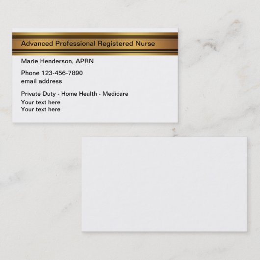 Classy Advanced Nurse Practitioner Visitekaartje (Voorkant / Achterkant)