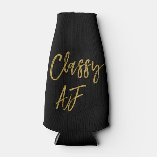 Classy AF Zwart en Goud Folie Fles Koeler (Voorkant)