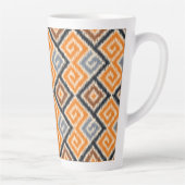 Classy Afrikaans ikatpatroon Sinaasappel en blauw Latte Mok (Rechts)
