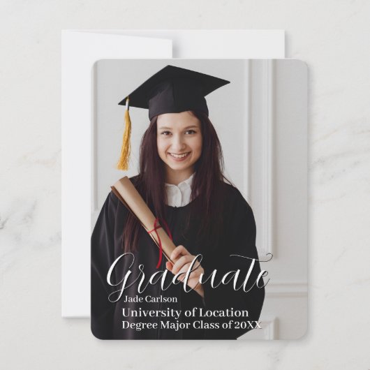 Classy Afstuderen aankondigingsfotosjabloon Feestdagenkaart (Voorkant)