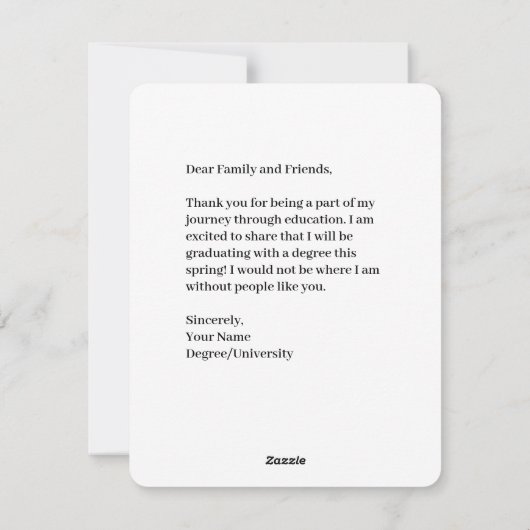 Classy Afstuderen aankondigingsfotosjabloon Feestdagenkaart (Achterkant)