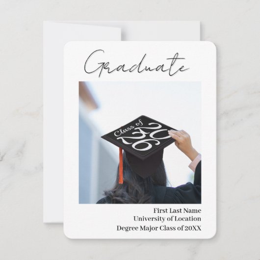 Classy Afstuderen aankondigingsfotosjabloon Feestdagenkaart (Voorkant)