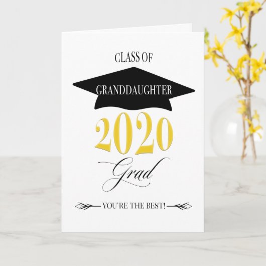 Classy Afstuderen Class of 2020 voor kleindochter Kaart (Gele Bloem)