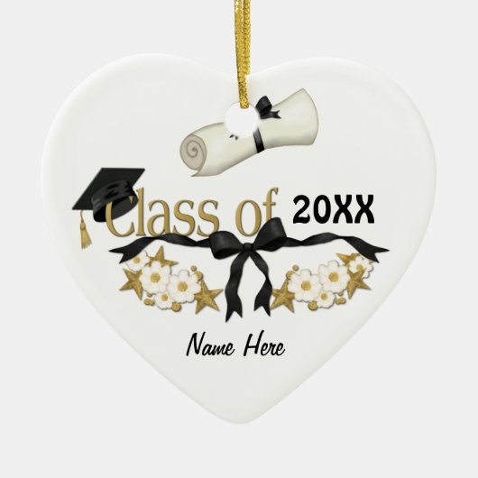 Classy Afstuderen Floral Keramisch Ornament (Voorkant)