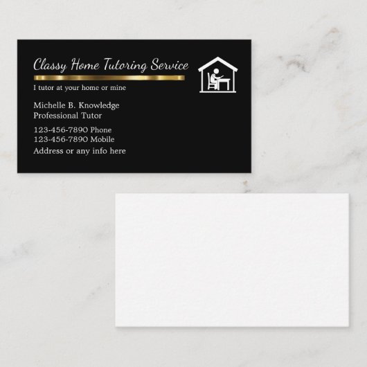 Classy After School Tutoring Service Visitekaartje (Voorkant / Achterkant)