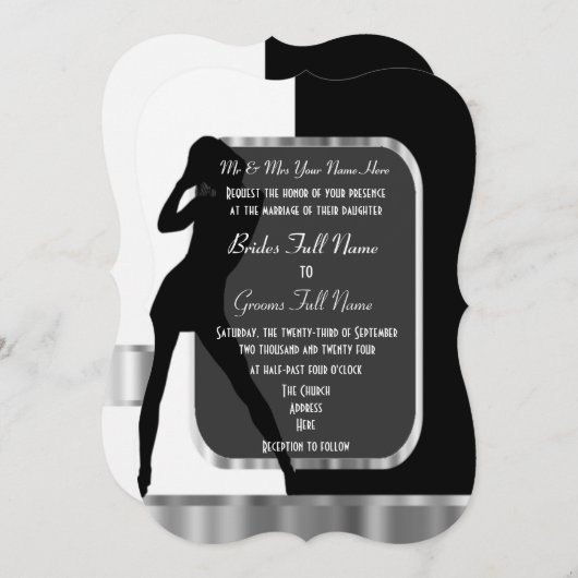 Classy alternatief zwart-wit bruiloft kaart (Voorkant / Achterkant)