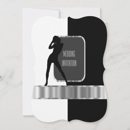 Classy alternatief zwart-wit bruiloft kaart (Achterkant)