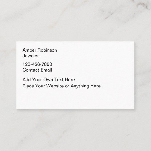 Classy Amber Sieraden Faux Edelsteen Look Visitekaartje (Achterkant)