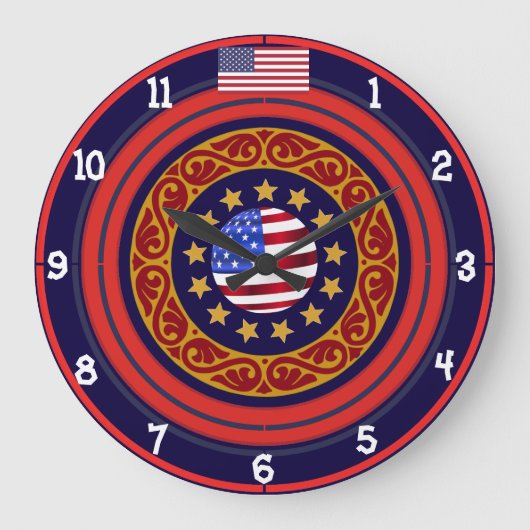 Classy Americana Wall Clock Grote Klok (Voorkant)