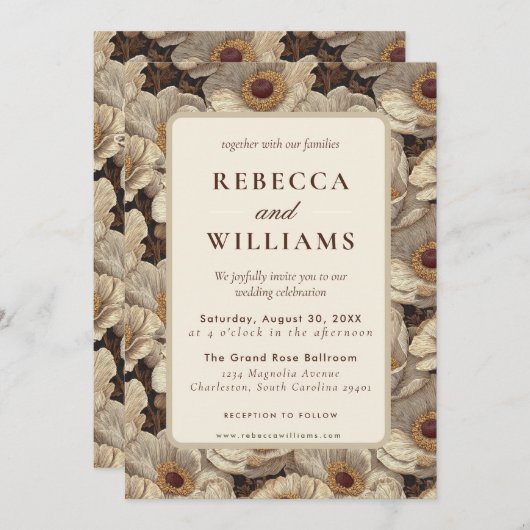 Classy Anemones Floral Backyard Wedding Kaart (Voorkant / Achterkant)