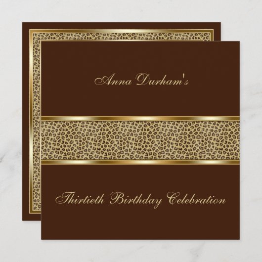 Classy Animal Print Invite [Leopard - Brown] Kaart (Voorkant / Achterkant)