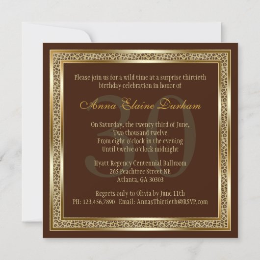 Classy Animal Print Invite [Leopard - Brown] Kaart (Achterkant)