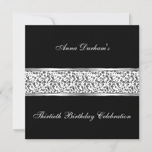 Classy Animal Print Invite [Sneeuwluipaard - zwart Kaart (Voorkant)