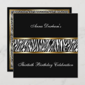 Classy Animal Print Invite [Zebra - zwart/goud] Kaart (Voorkant / Achterkant)