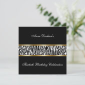 Classy Animal Print Invite [Zebra - zwart/goud] Kaart (Staand voorkant)