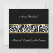 Classy Animal Print Invite [Zebra - zwart/goud] Kaart (Voorkant)