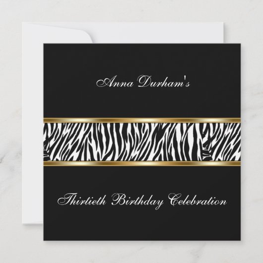Classy Animal Print Invite [Zebra - zwart/goud] Kaart (Voorkant)
