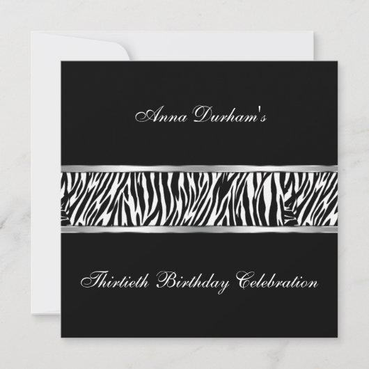 Classy Animal Print Invite [Zebra zwart/zilver] Kaart (Voorkant)