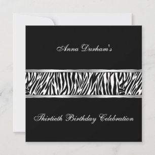 Classy Animal Print Invite [Zebra zwart/zilver] Kaart