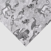 Classy Antiek Romeins Mozaïek Dieren Grijs Tissuepapier (Detail)