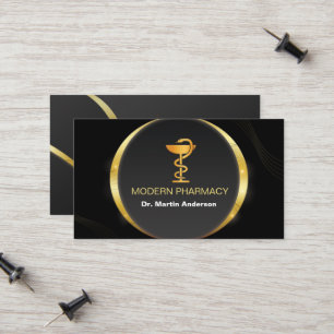 Classy apotheker gouden kom van Hygenia symbool Contactkaartje