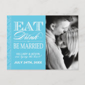 Classy Aqua Blue Damask Bewaar de datum Aankondigingskaart (Voorkant)