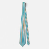 Classy Aqua Blue en Tan Striped Stropdas (Voorkant)