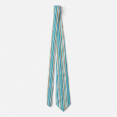Classy Aqua Blue en Tan Striped Stropdas (Achterkant)