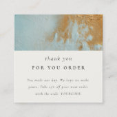 Classy Aqua Blue Gold Oil Paint Texture Bedankt Vierkante Visitekaartje (Voorkant)