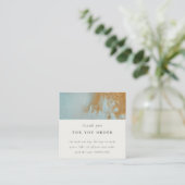 Classy Aqua Blue Gold Oil Paint Texture Bedankt Vierkante Visitekaartje (Staand voorkant)